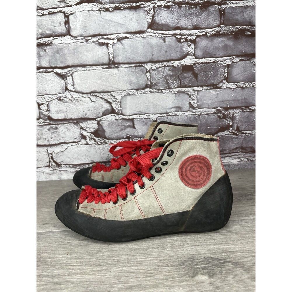 Boreal VTG Gray Fire High Tops Taupe Red Lace Climbing Shoes Women Sz 6M US/37EU